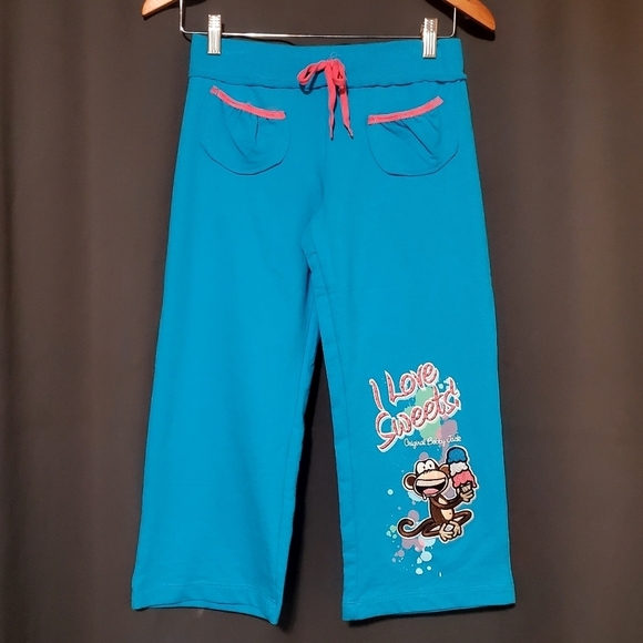 Bobby Jack Girls Blue I Love Sweets Monkey Y2K Bottoms Size XL NWT - Picture 1 of 10